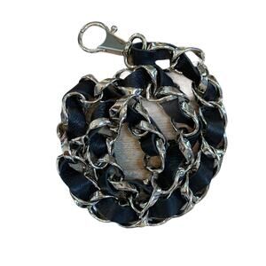 Seril LA Edgy Statement Belt Italian Black leather & Chunky Silver Chain